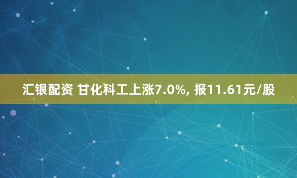 汇银配资 甘化科工上涨7.0%, 报11.61元/股