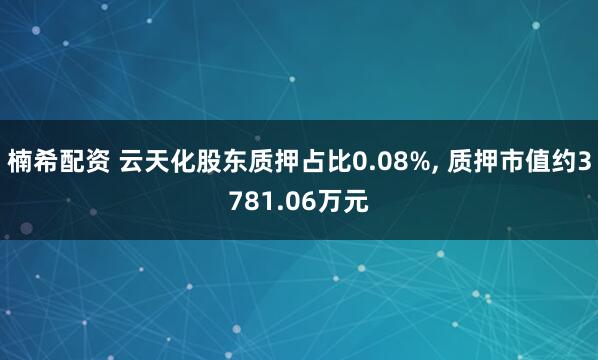 楠希配资 云天化股东质押占比0.08%, 质押市值约3781.06万元